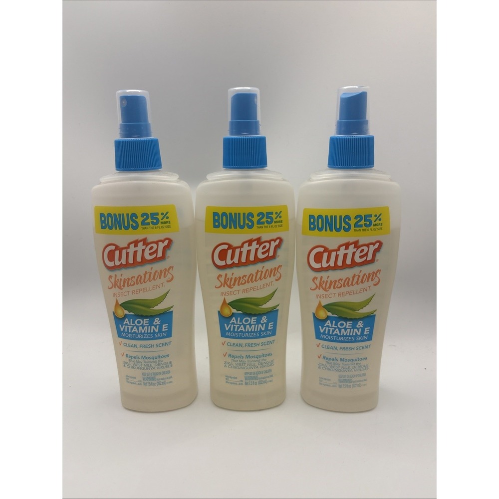 Cutter Skinsations Mosquito Insect Repellent (Pack of 3) Large Pump Spray 7.5 oz